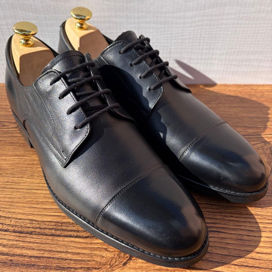 【美品】アシックスランウォーク ストレートチップ 25.5cm 黒 外羽根 革靴