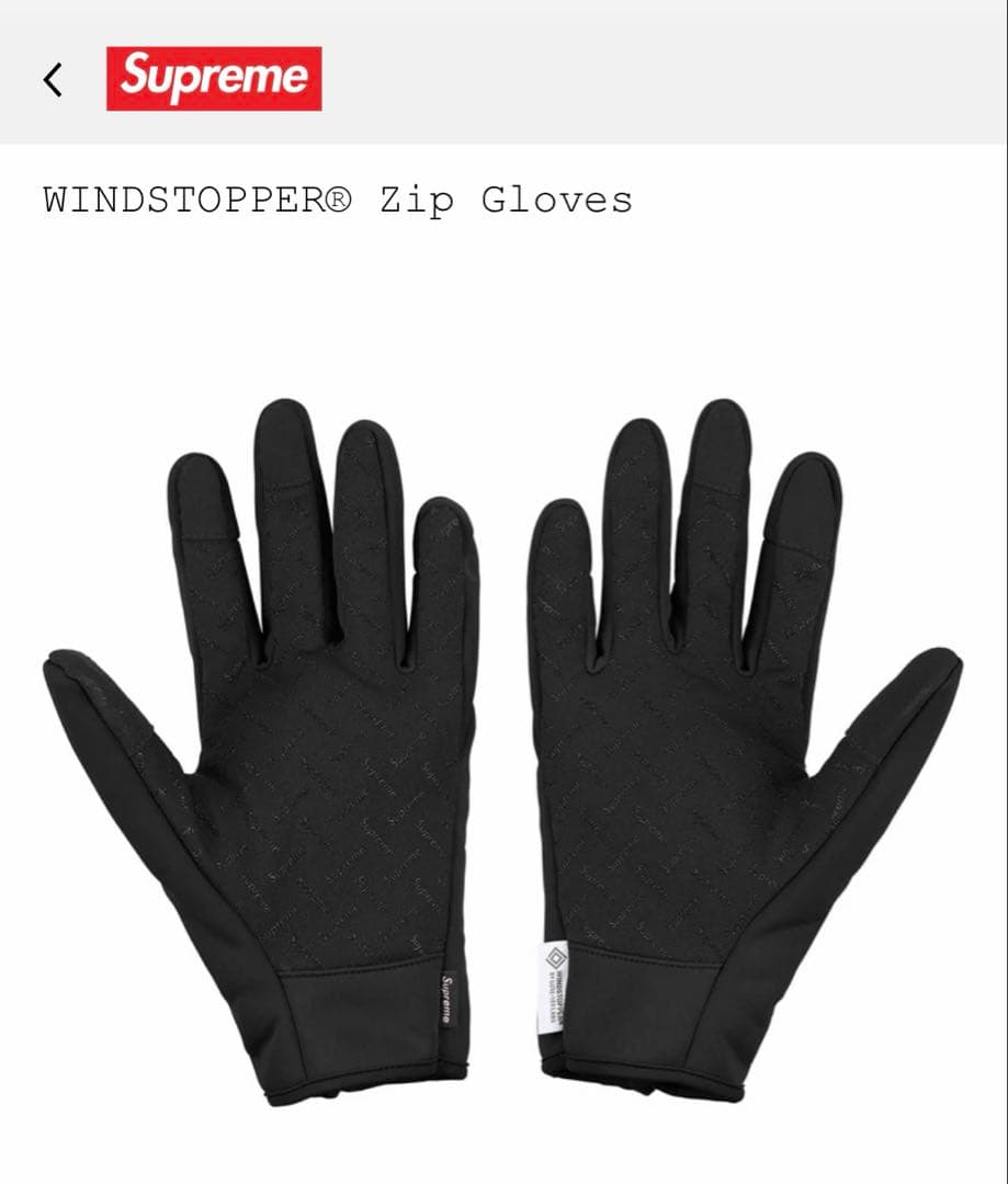SサイズSupreme Windstopper Zip Gloves ブラック
