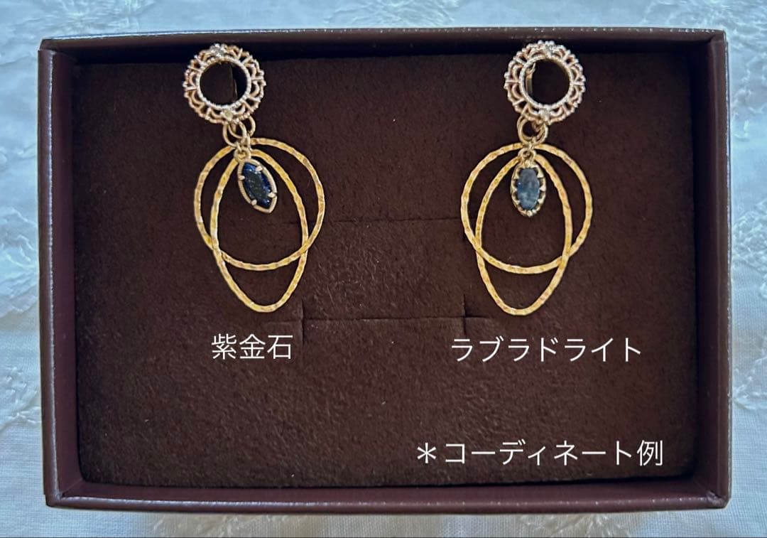 完売品 agete アガット k10 紫金石 ラブラドライト ピアス チャーム