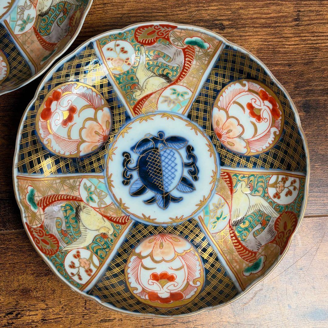 こんページ　古伊万里 金蘭手柘榴図 七寸皿 二客　大皿/お皿/40