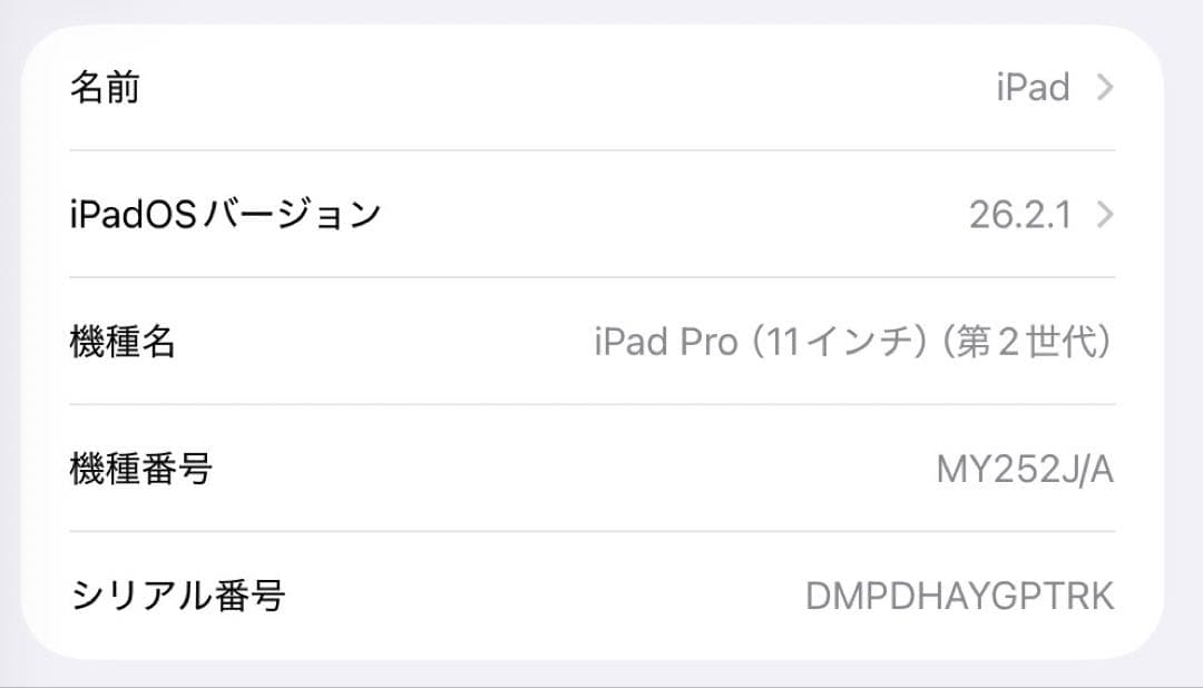 iPad Pro 11インチ 第2世代 Wi-Fiモデル 128GB