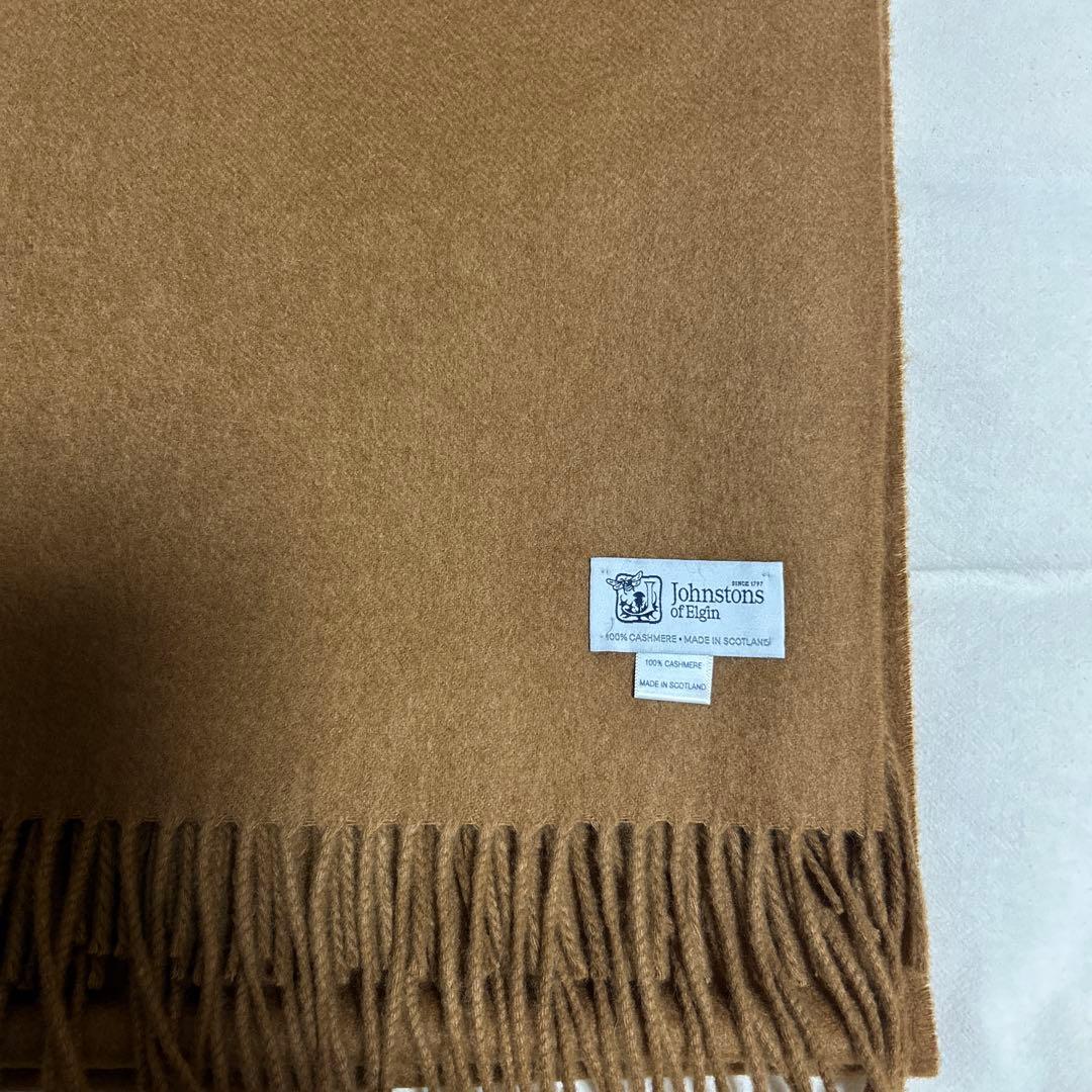 Johnstons of Elgin 大判 カシミヤ ストール ブラウン