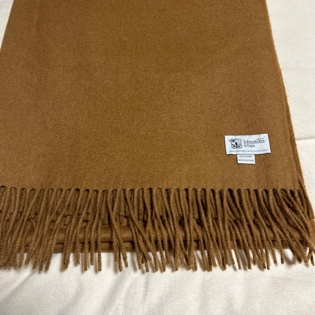 Johnstons of Elgin 大判 カシミヤ ストール ブラウン