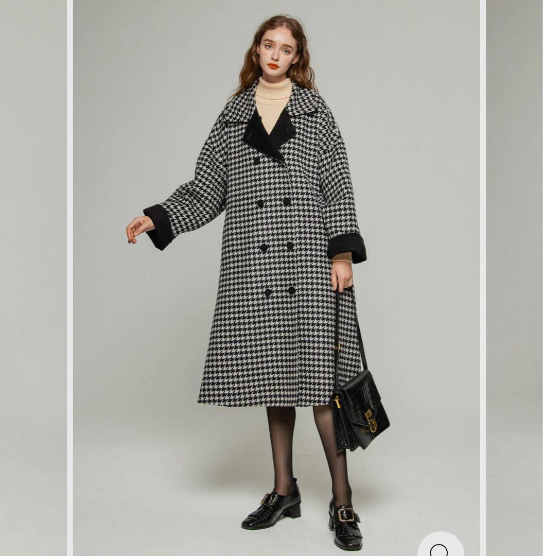 【完売品】Tnewties 口角にほくろがある彼女リバーシブルコート黒Mウール混