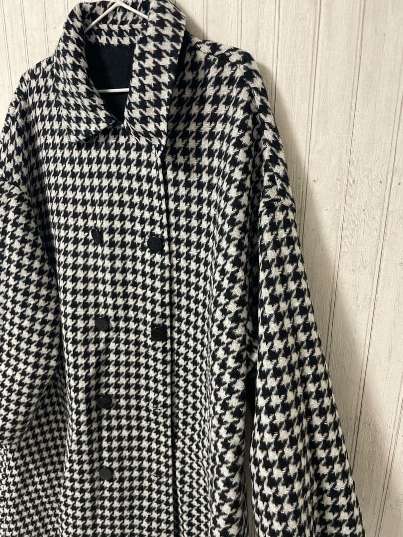 【完売品】Tnewties 口角にほくろがある彼女リバーシブルコート黒Mウール混