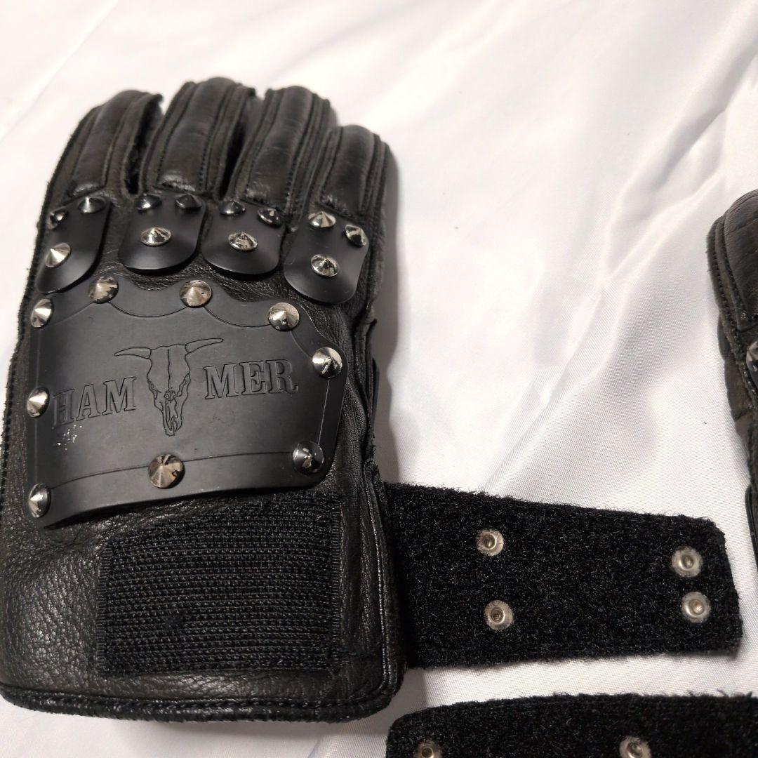 KADOYA ハンマーグローブ ブラック 本革 バイカー 定番モデル Mサイズ