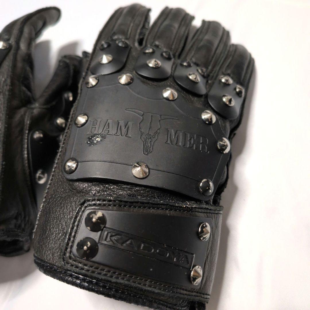 KADOYA ハンマーグローブ ブラック 本革 バイカー 定番モデル Mサイズ