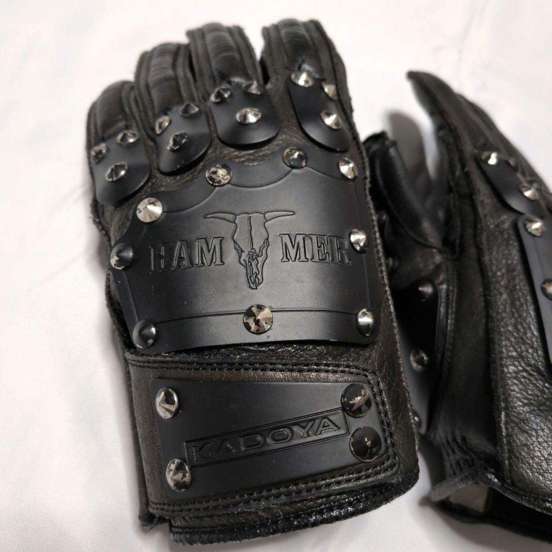 KADOYA ハンマーグローブ ブラック 本革 バイカー 定番モデル Mサイズ