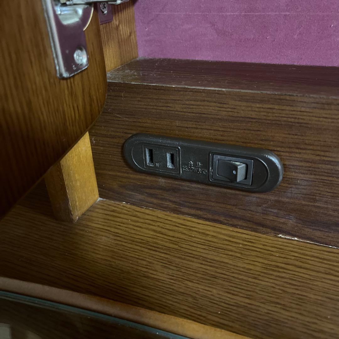 お値下げ✨三面鏡ドレッサー 鏡台 ランプコンセント付き 昭和レトロ 鈴木木工家具