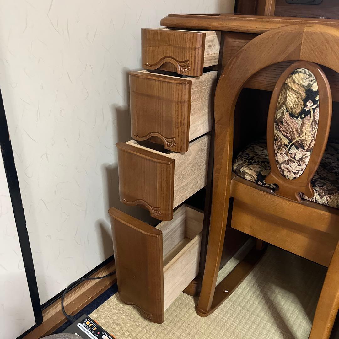 お値下げ✨三面鏡ドレッサー 鏡台 ランプコンセント付き 昭和レトロ 鈴木木工家具