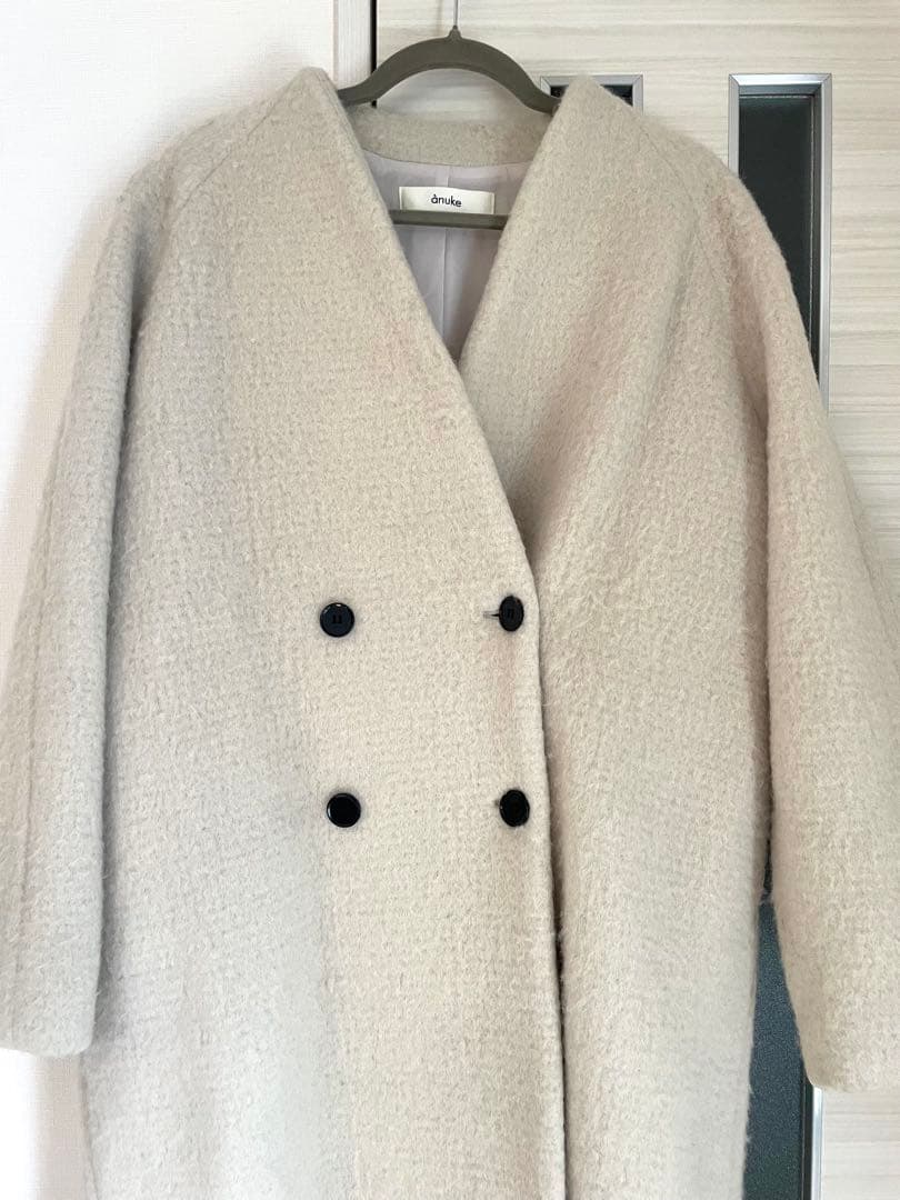 【anuke】 Collarless Shaggy Coat【りな】