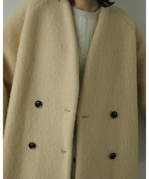 【anuke】 Collarless Shaggy Coat【りな】