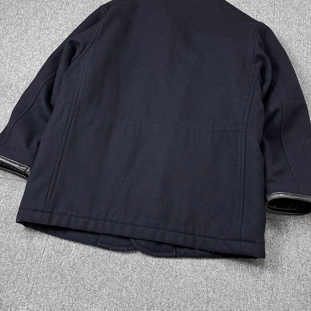 80s MACBETH 日本製 レザーカラー ウール メルトンコート 本革