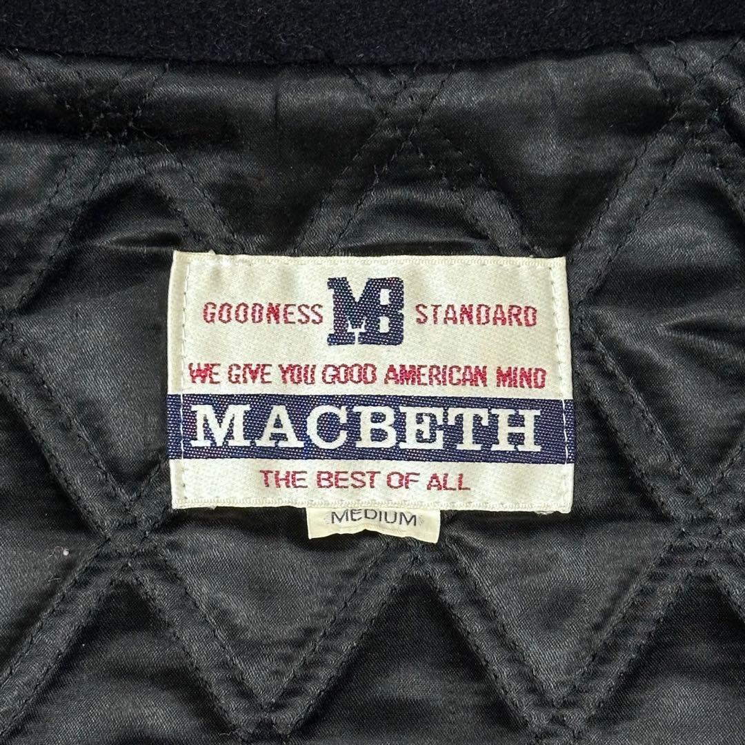 80s MACBETH 日本製 レザーカラー ウール メルトンコート 本革