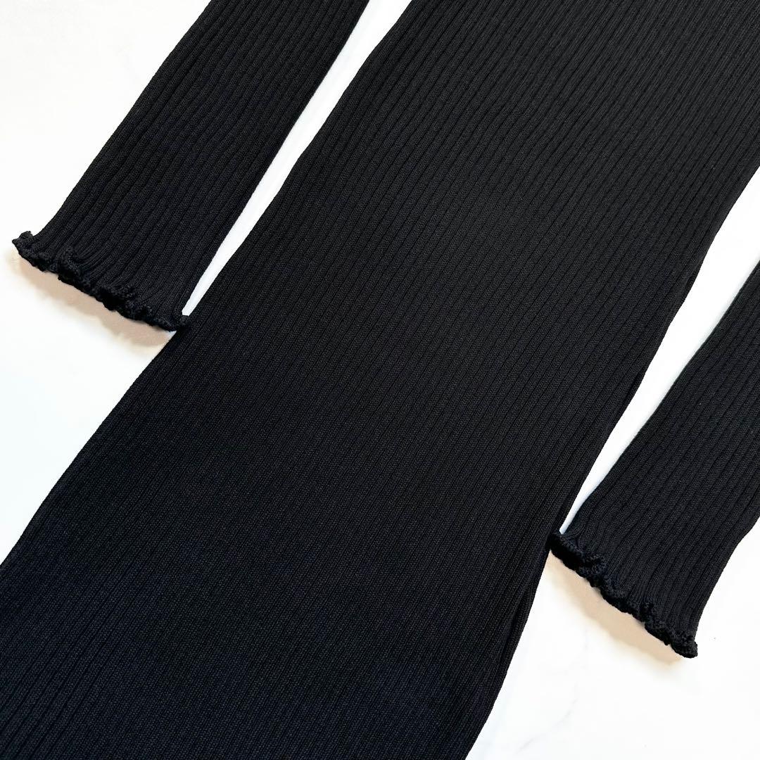 未使用級◎ボッテガヴェネタ ロングニットポロワンピース 現行タグ 三角ロゴ XS