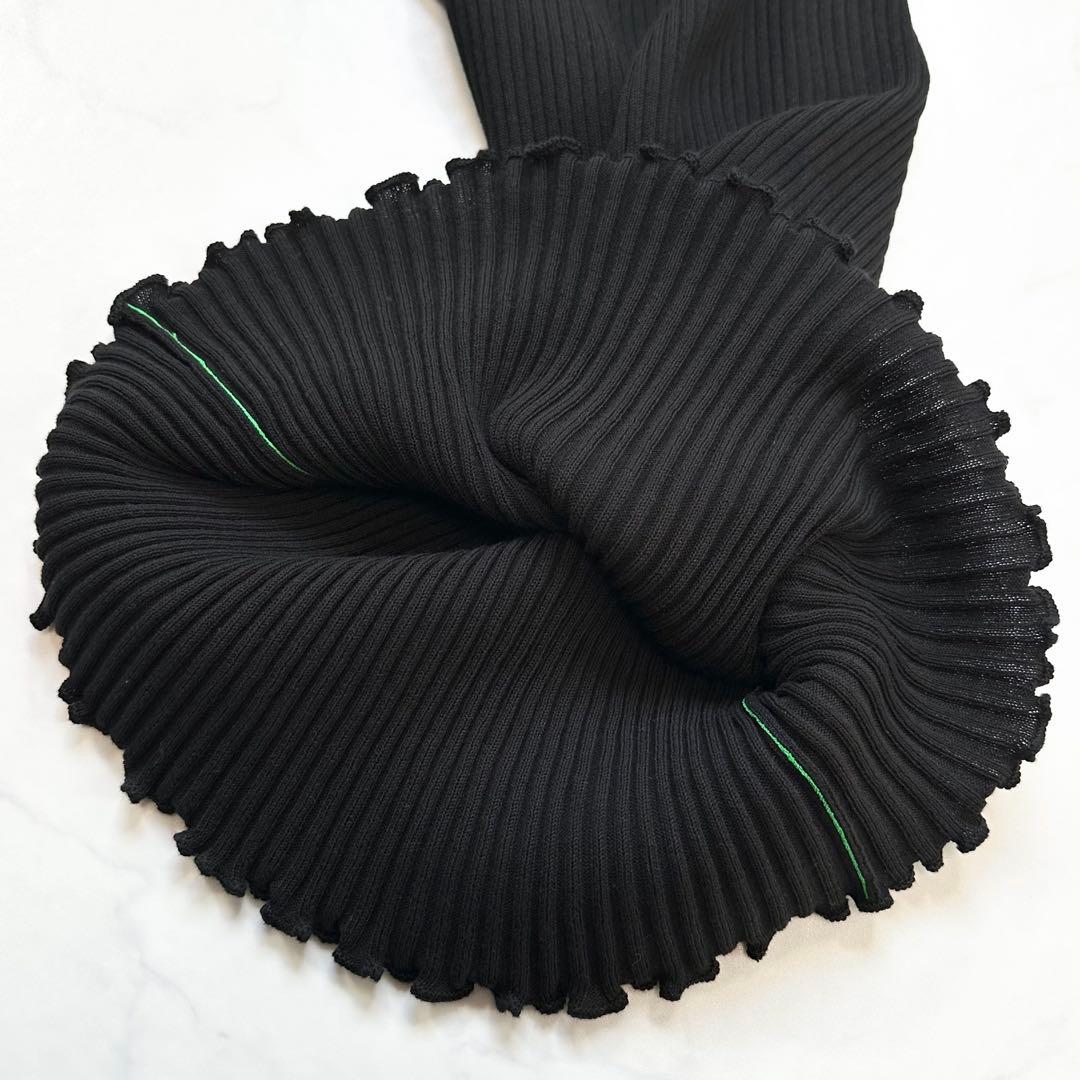 未使用級◎ボッテガヴェネタ ロングニットポロワンピース 現行タグ 三角ロゴ XS