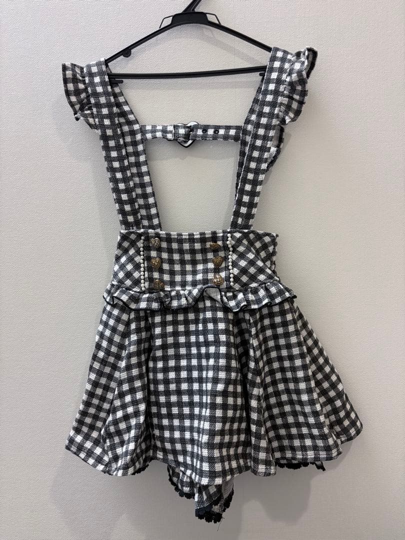 LIZLISA ギンガムチェックサスペンダー付きスカパン
