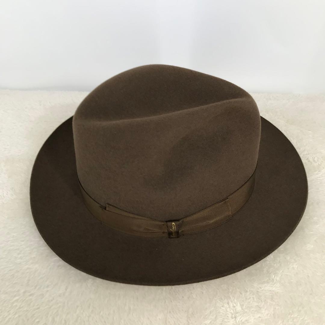 ボルサリーノ　ハット　60　ブラウン　ラビットファー　イタリア製