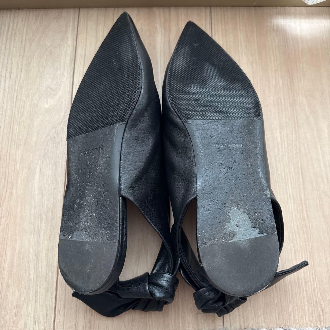 JIL SANDER ブラック ポインテッドトゥ シューズ 38
