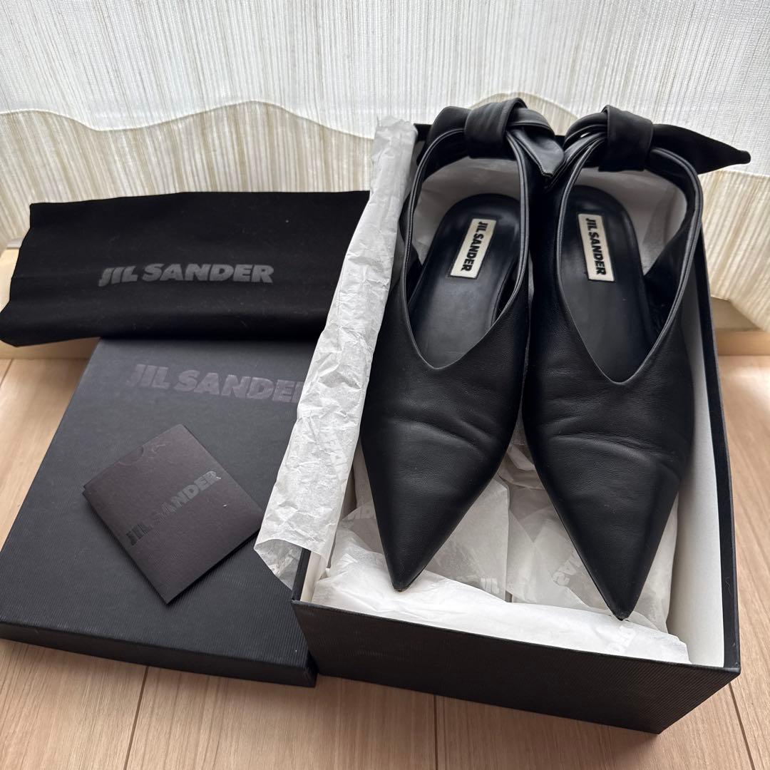 JIL SANDER ブラック ポインテッドトゥ シューズ 38