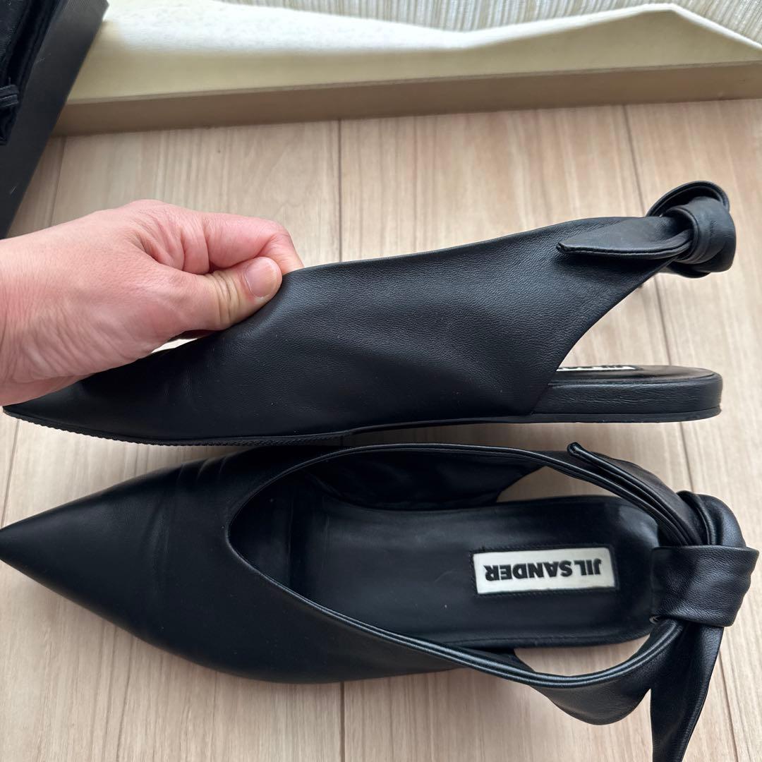 JIL SANDER ブラック ポインテッドトゥ シューズ 38