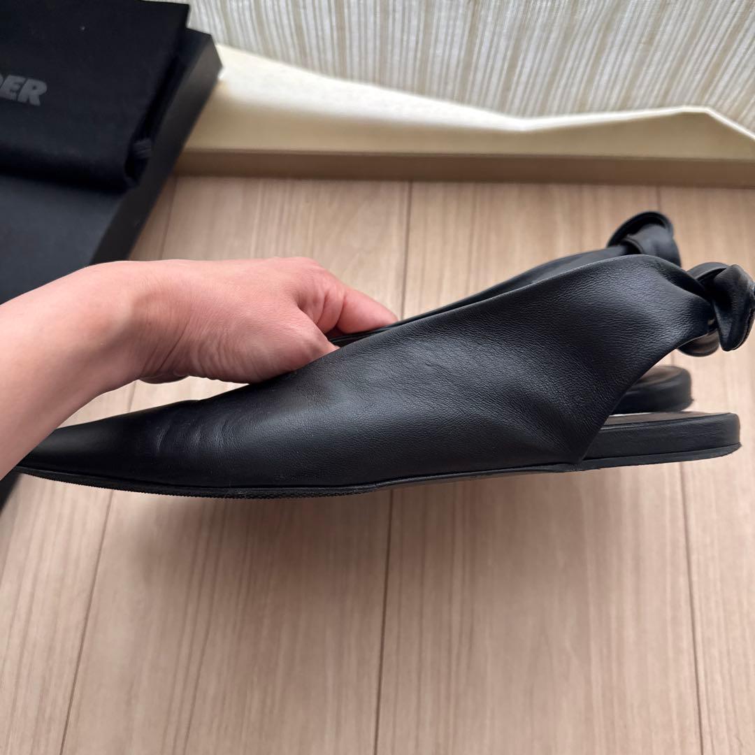 JIL SANDER ブラック ポインテッドトゥ シューズ 38