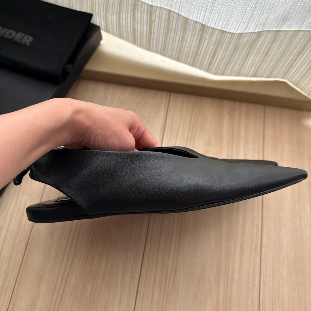 JIL SANDER ブラック ポインテッドトゥ シューズ 38