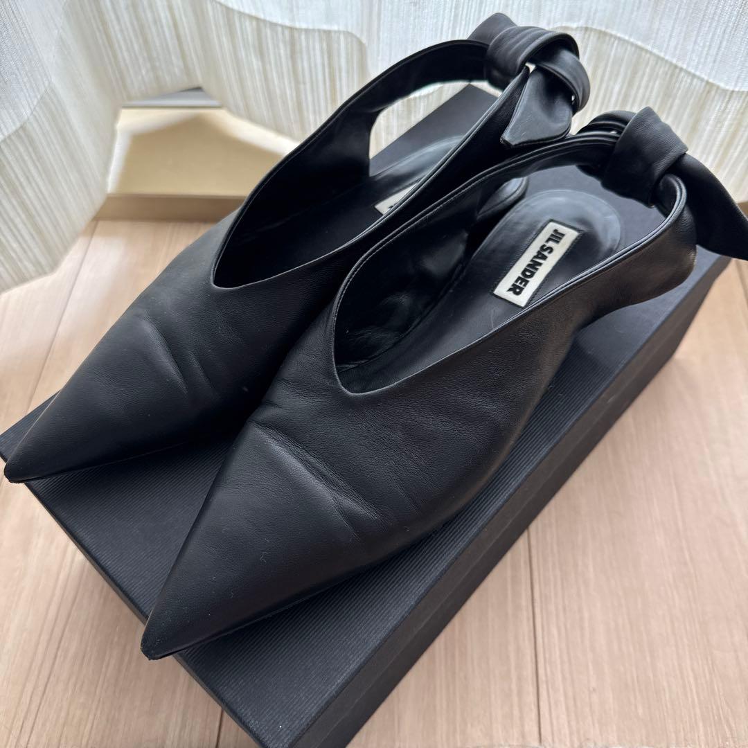 JIL SANDER ブラック ポインテッドトゥ シューズ 38