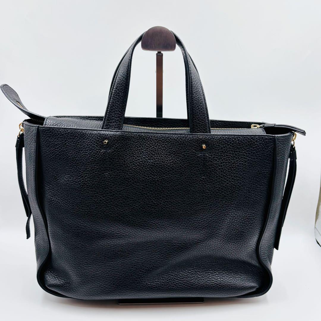 【極美品】フルラ ビジネスバッグ レザー 2way ゴールド金具 A4 ブラック