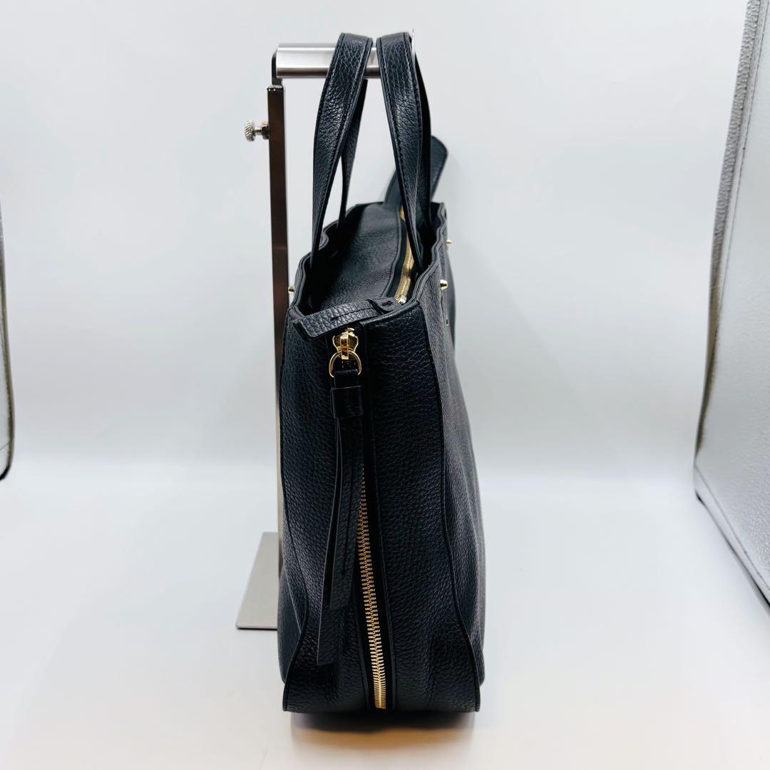 【極美品】フルラ ビジネスバッグ レザー 2way ゴールド金具 A4 ブラック