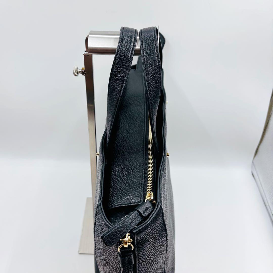 【極美品】フルラ ビジネスバッグ レザー 2way ゴールド金具 A4 ブラック