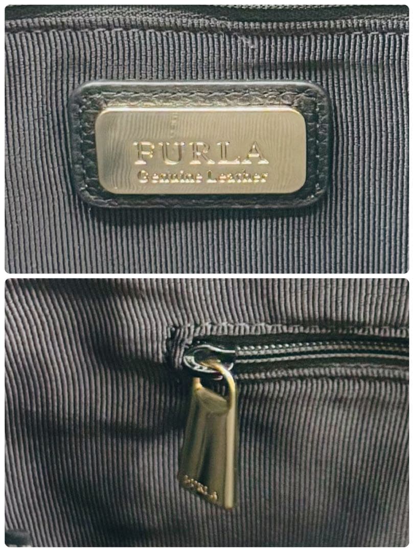 【極美品】フルラ ビジネスバッグ レザー 2way ゴールド金具 A4 ブラック