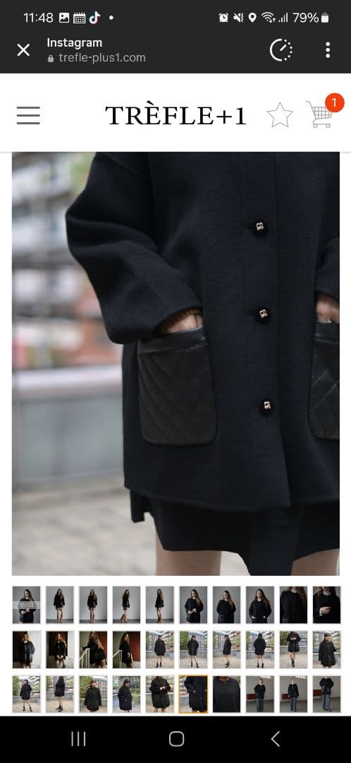 トレフルプラスワン　ダブルフェイスウールコート　ブラック