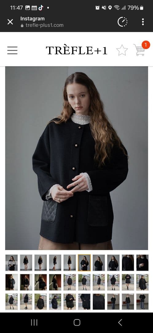 トレフルプラスワン　ダブルフェイスウールコート　ブラック