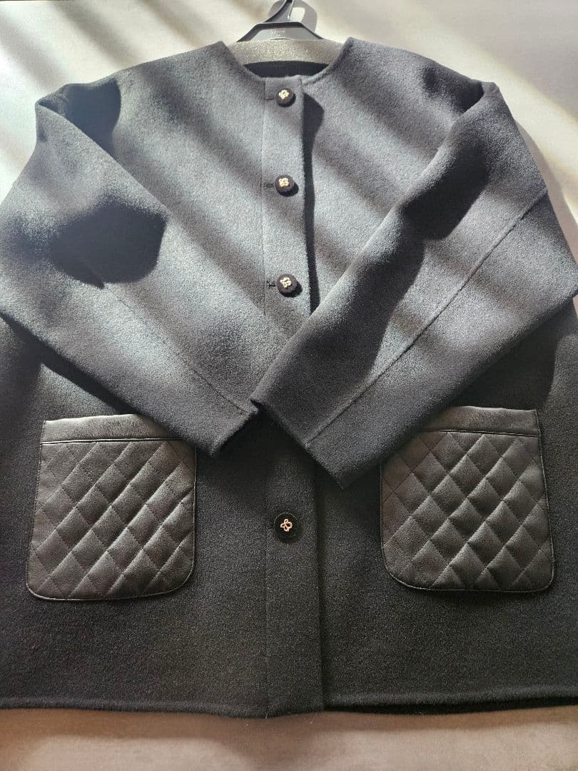 トレフルプラスワン　ダブルフェイスウールコート　ブラック