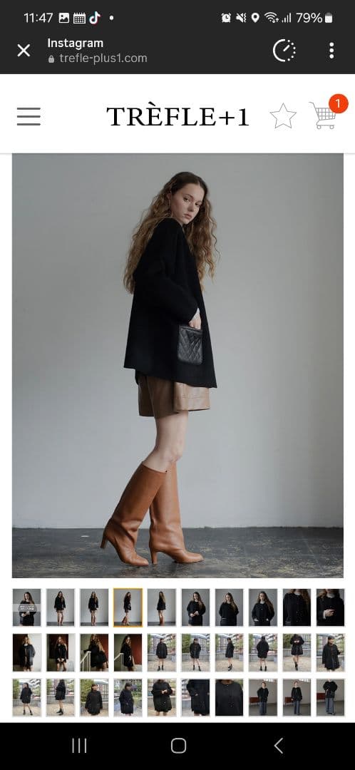 トレフルプラスワン　ダブルフェイスウールコート　ブラック