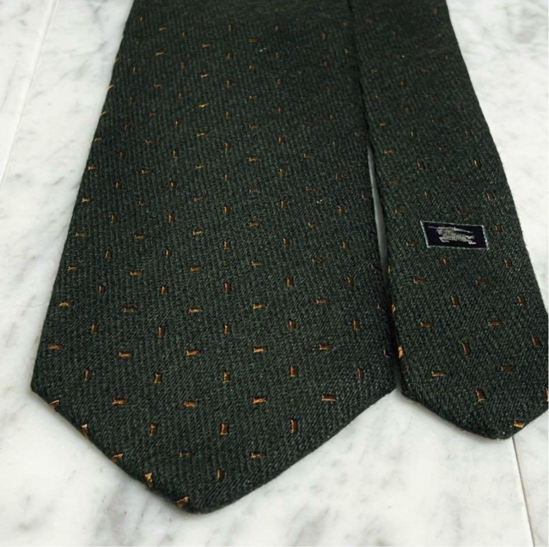 BURBERRY ネクタイ グリーン 深緑 ブラウン カシミヤ80%