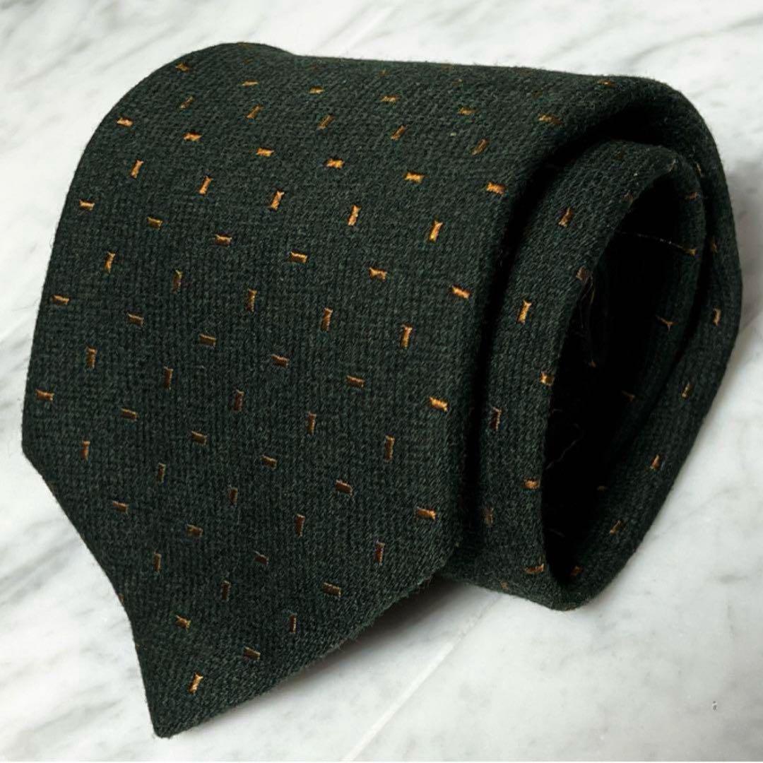 BURBERRY ネクタイ グリーン 深緑 ブラウン カシミヤ80%
