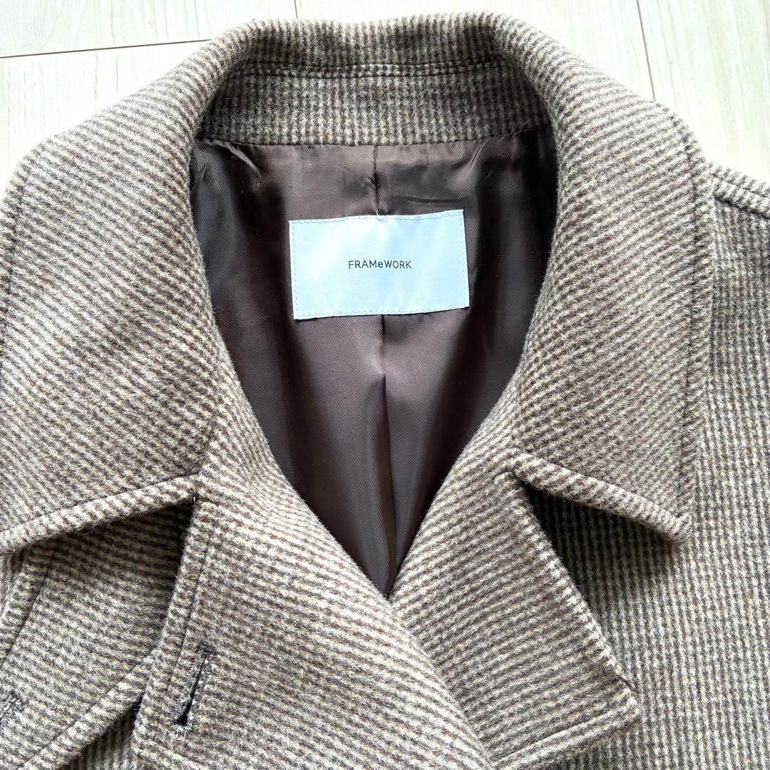 未使用級✨ FRAMeWORK ピンチェックバルカラーショートコート ブラウン
