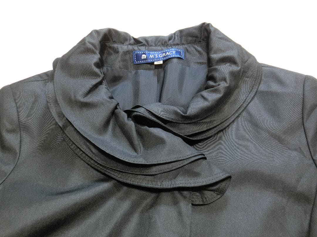 美品　エムズグレイシー　スプリング　トレンチコート　ブラック　３８