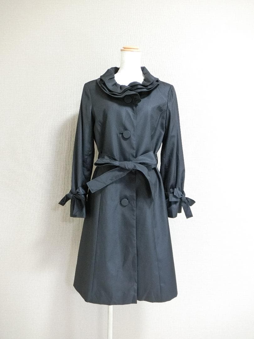 美品　エムズグレイシー　スプリング　トレンチコート　ブラック　３８