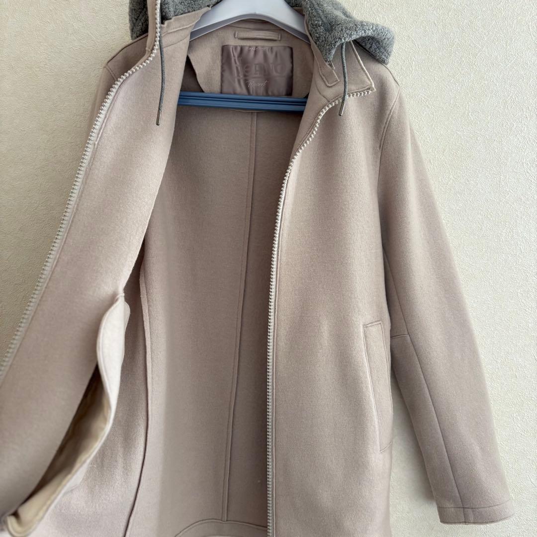 ヘルノ　ボア　ウール　コート　レディース　ファー　44