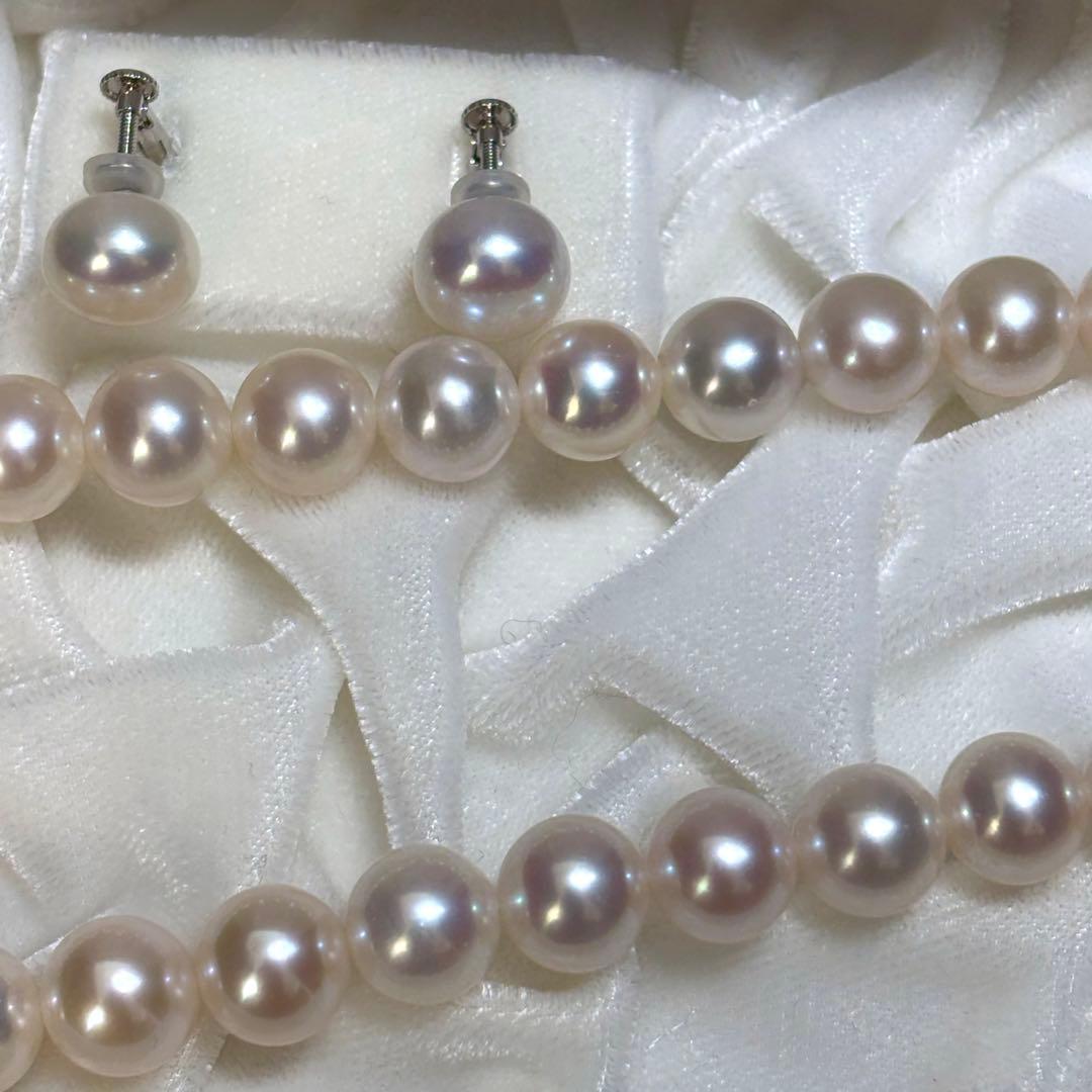 極美品✨超大珠　パール　ネックレス　イヤリング　セット　SILVER刻印　本真珠