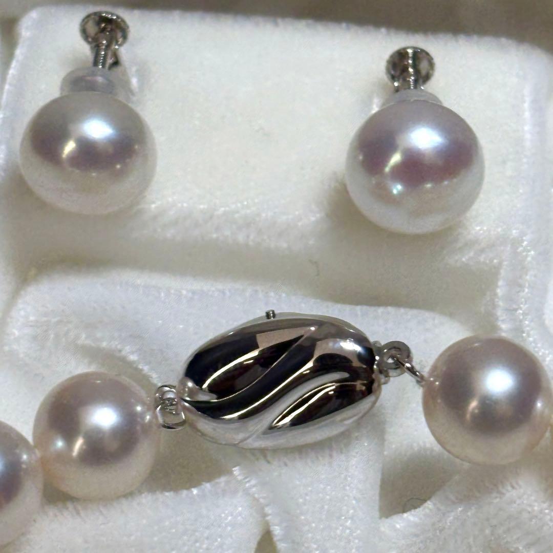 極美品✨超大珠　パール　ネックレス　イヤリング　セット　SILVER刻印　本真珠