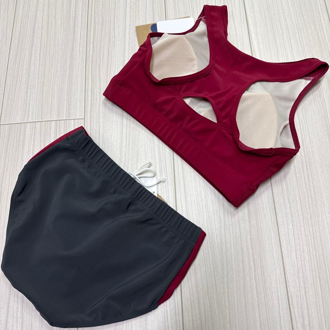 アシックス　女子陸上ユニフォーム上下セット　エンジ×ダークグレー　Lサイズ　新品