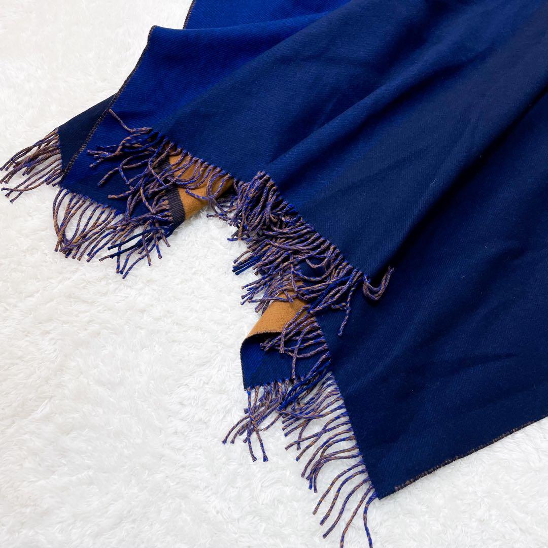 未使用級 HERMES エルメス リバーシブル ハイランド ポンチョ ストール