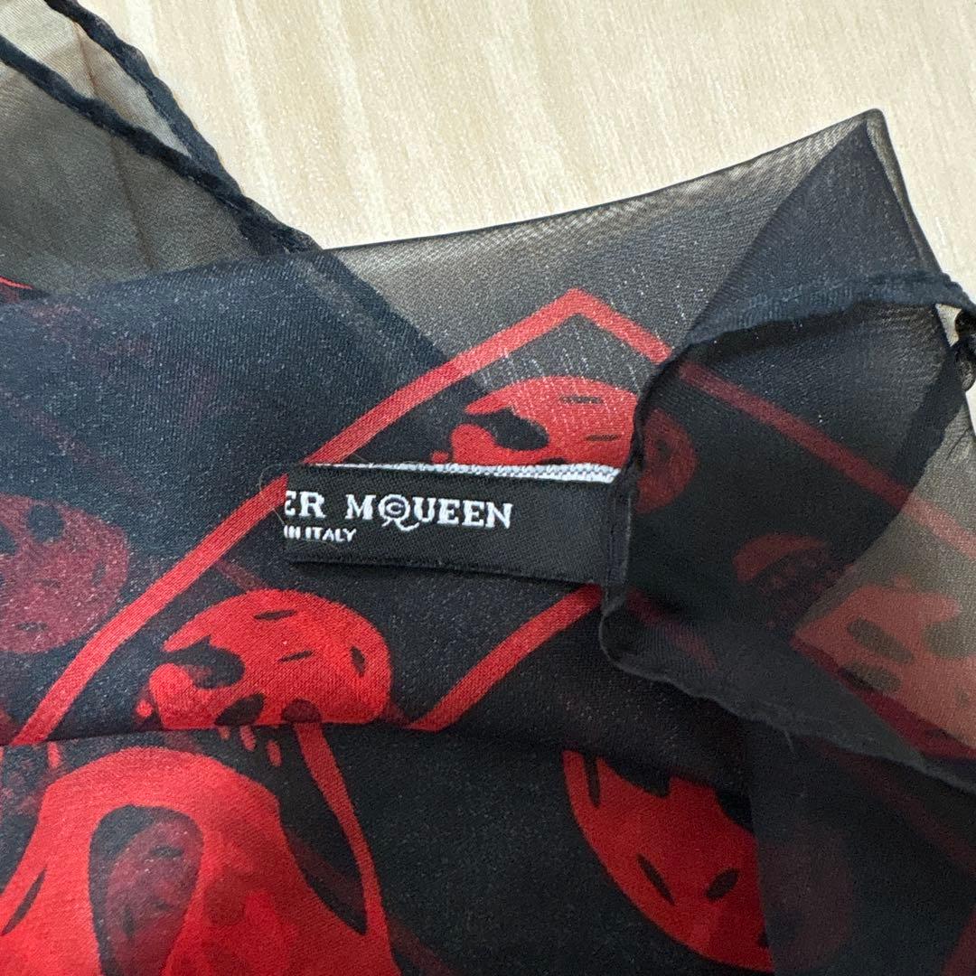 alexander mcqueen スカーフ スカル レッド