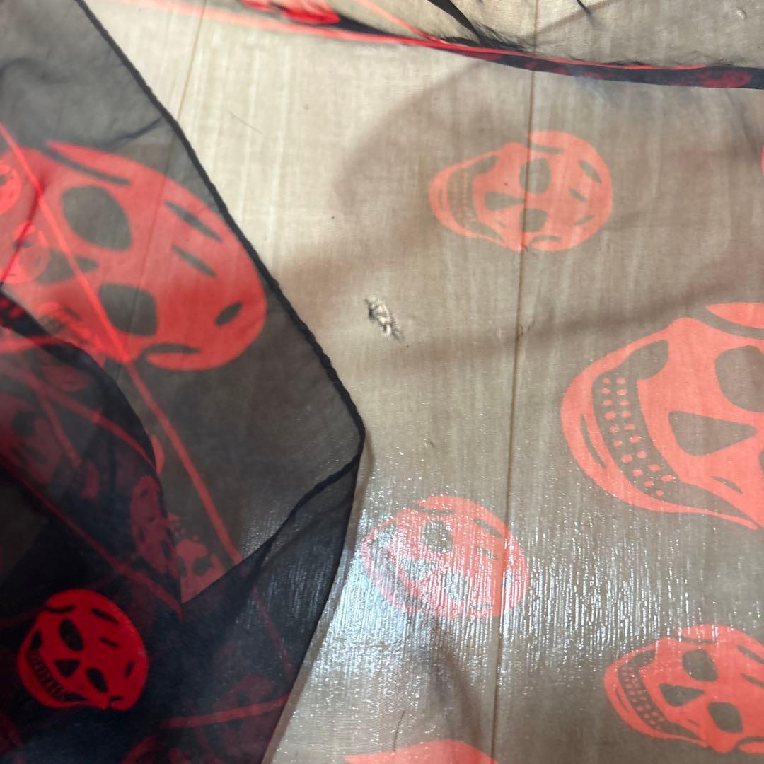 alexander mcqueen スカーフ スカル レッド