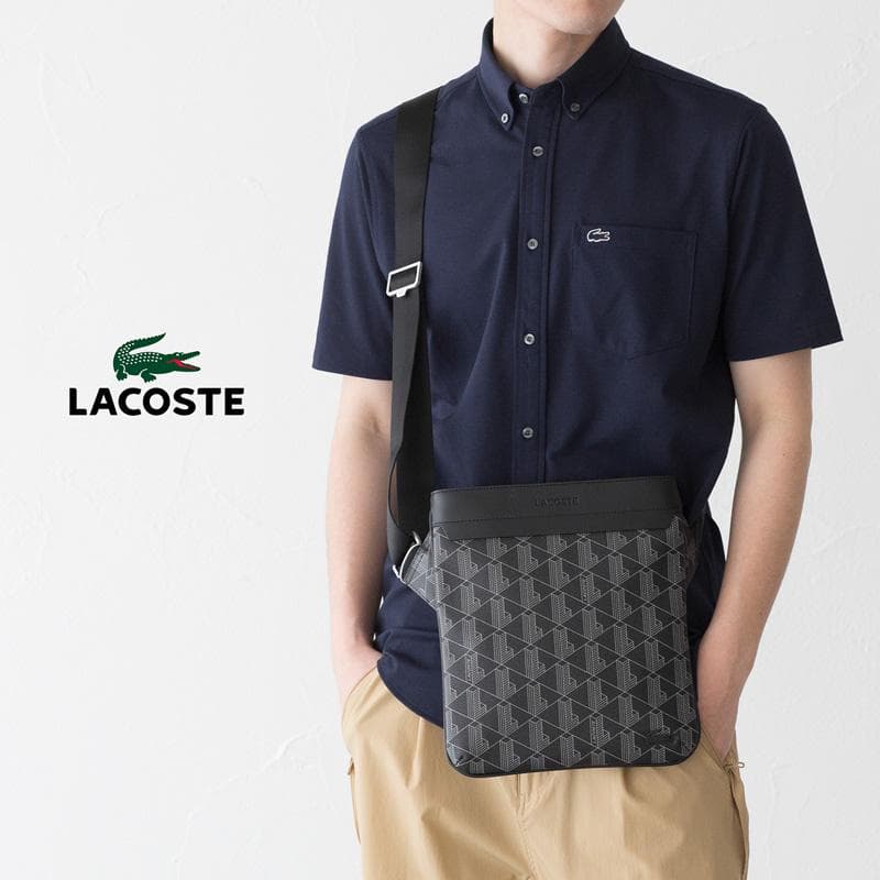 【美品】LACOSTEラコステ ショルダーバッグ モノグラム バーティカル