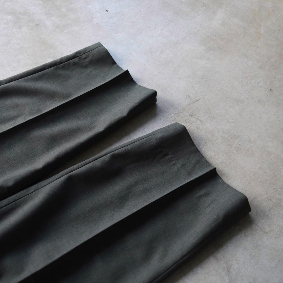 90s ランズエンド ウール ツータックスラックス グレーカーキ W34L30